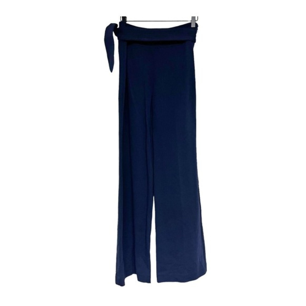 NWT Talbots Womens Size 6 Wide Leg Navy Blue Belted Pants
